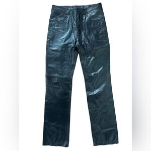 Philippe Monet Genuine‎ Leather Pants Black Straight Leg Women's Size 30